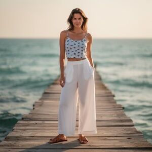 NWT FRAGONARD Summer Striped Cropped Tank Top Blue Purple Sz S